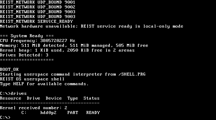 DRIVES command showing block devices and health status